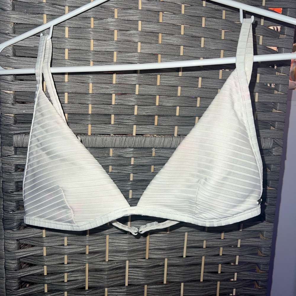 Rip Curl Striped White Triangle Bikini Top